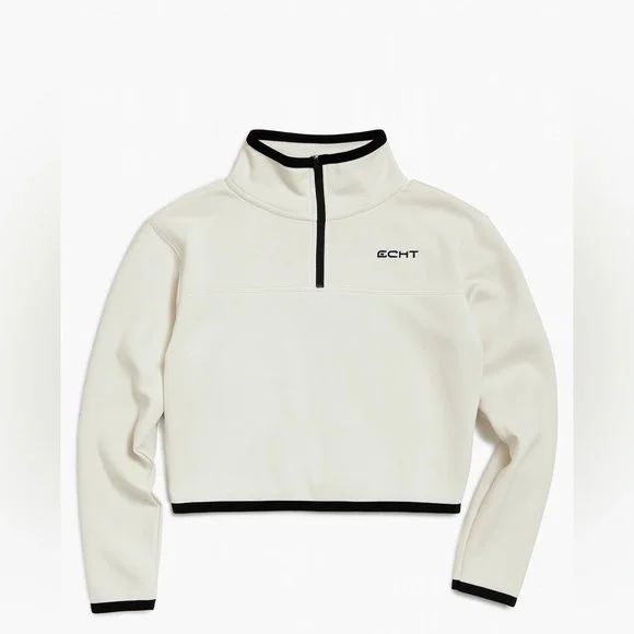 Echt White and Black Cropped Half-Zip Pullover-NWOT - Picture 2 of 4